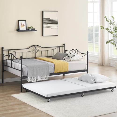 image for IDEALHOUSE Twin Daybed with Trundle, Twin Daybed and Pull Out Trundle 