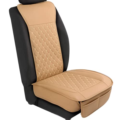 Housses de siège de voiture avant - En cuir synthétique - Antidérapantes - Universelles - Compatibles avec la plupart des berlines, SUV, camions, camping-car, etc. - Beige Cover