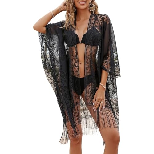 LuLiyLdJ copricostume donna mare copricostume donna Kimono Mare in Pizzo