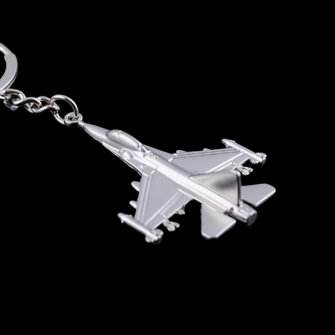ODETOJOY Metal Fighter Plane Keychain Charm Key Holder Men's Key Chain Souvenir Thank You Gift School Bag Pendant Battleplane F16 Fighter Model Toy | Solid metal craft, lightweight portable design, ideal gift for pilots & aviation collectors