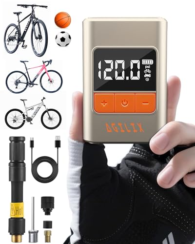 AGILIX Mini Bike Tire Pump with Gauge,120PSI-Portable Air...
