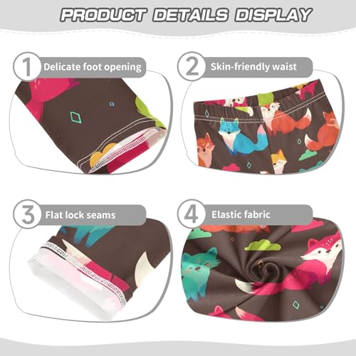 Colorful Fox Cloud Girls Leggings Ultra Soft Compression Yoga Gym Pants for Kids 4-10T3