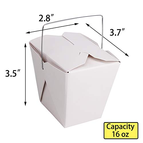 50 Pack (16 Oz 1 Pint) Chinese Take Out Food Boxes With Metal Wire Handle & 4 Pack(64 Pcs) Labels, Paper Take Out Food Containers For Hot Or Cold Food By Zmybcpack #TOP3