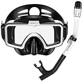 Airobots Schnorchelset Erwachsene, Amiable Taucherbrille Erwachsene mit Schnorchel, Snorkeling Set mit Taucherbrille und Dry Schnorchel,White, 30m