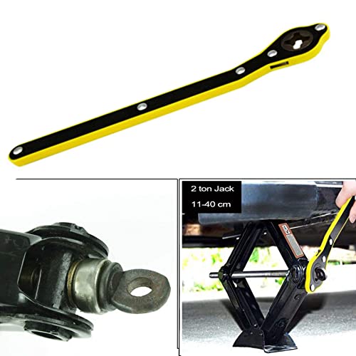 Image of Labor-Saving Jack Ratchet 13.4 Inches Long for Auto, 0.24'' Thick Handle Metal Scissor Jack, 0.98'' Diameter Garage Tire Wheel Lug Wrench, Lift Speed Handle Tool Fit for Small Cars, SUVs and Vans