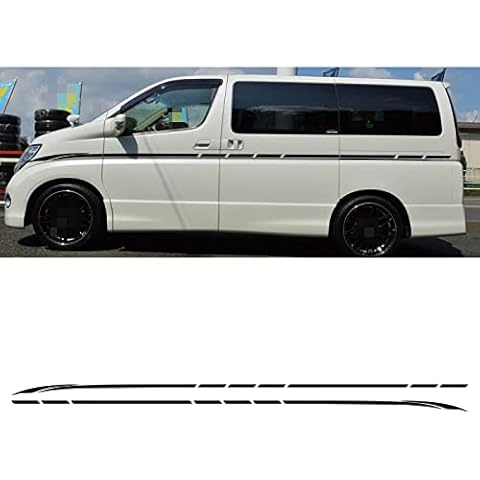 OceanAutos For Nissan Elgrand E50 E51 E52 2.5, 2PCS Car Door Side Stickers Camper Van Stripes Graphics Tuning Vinyl DecalsCar Stickers Cover
