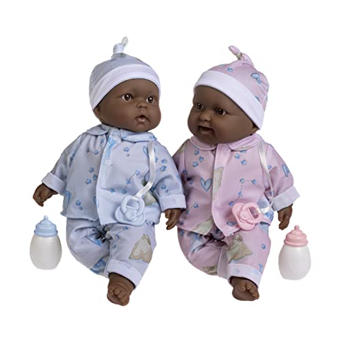 JC Toys Twins 13' Realistic Soft Body Baby Dolls Berenguer Boutique | Twins Gift Set with Removable Outfits and Accessories | Pink and Blue | African...