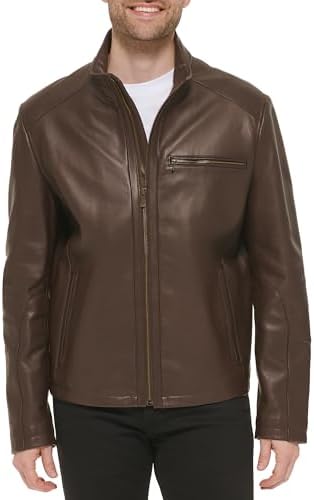 Cole Haan Men's Smooth Leather Moto Jacket