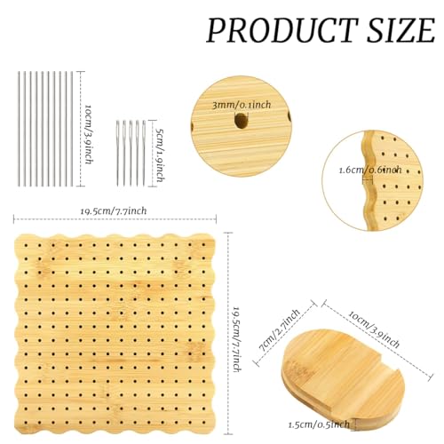 Image of HASTHIP Crochet Blocking Board with Pins, 7.7 inch Blocking Board for Crocheting Knitting, Bamboo Granny Square Blocking Boards for Crochet Projects, Wooden Crocheting Gifts for Crocheters