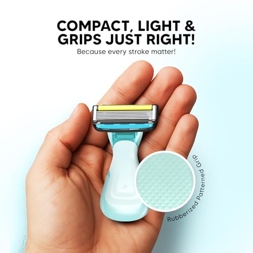 Image of Letsshave Pro Compact Head Shaving Razor for Men (1 Handle + 2 Blades) | 6-Blade Sensitive Razor with Pivot Head & Open Flow Architecture | Precision Shave with Moisturizing Strip | Anti-Slip Grip | Travel-Friendly with Protective Case