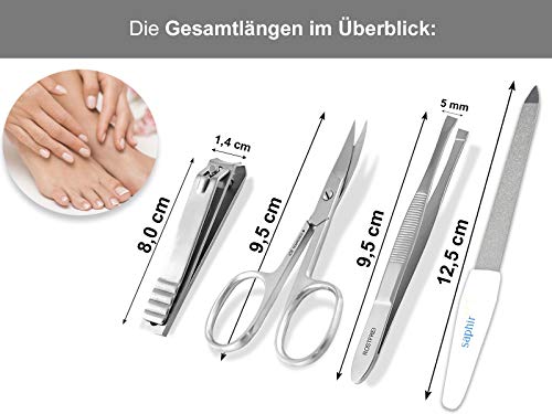 Maniküre Set im Leder Etui mit Solingen Nagelfeile und Nagel-Knipser Schere Pinzette von InstrumenteNRW – Bild 3
