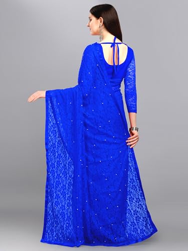 Image of LOROFY Women's Brasso Net Saree With Blouse