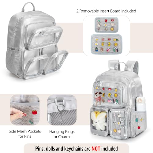 Image of Ita Bag Pin Display Backpack with Insert, Kawaii Aesthetic Backpack | Ita Backpack with 3 Clear-Window Pockets, Laptop Sleeve, Aesthetic Backpack for Cosplay & Concert(Pins NOT Included)