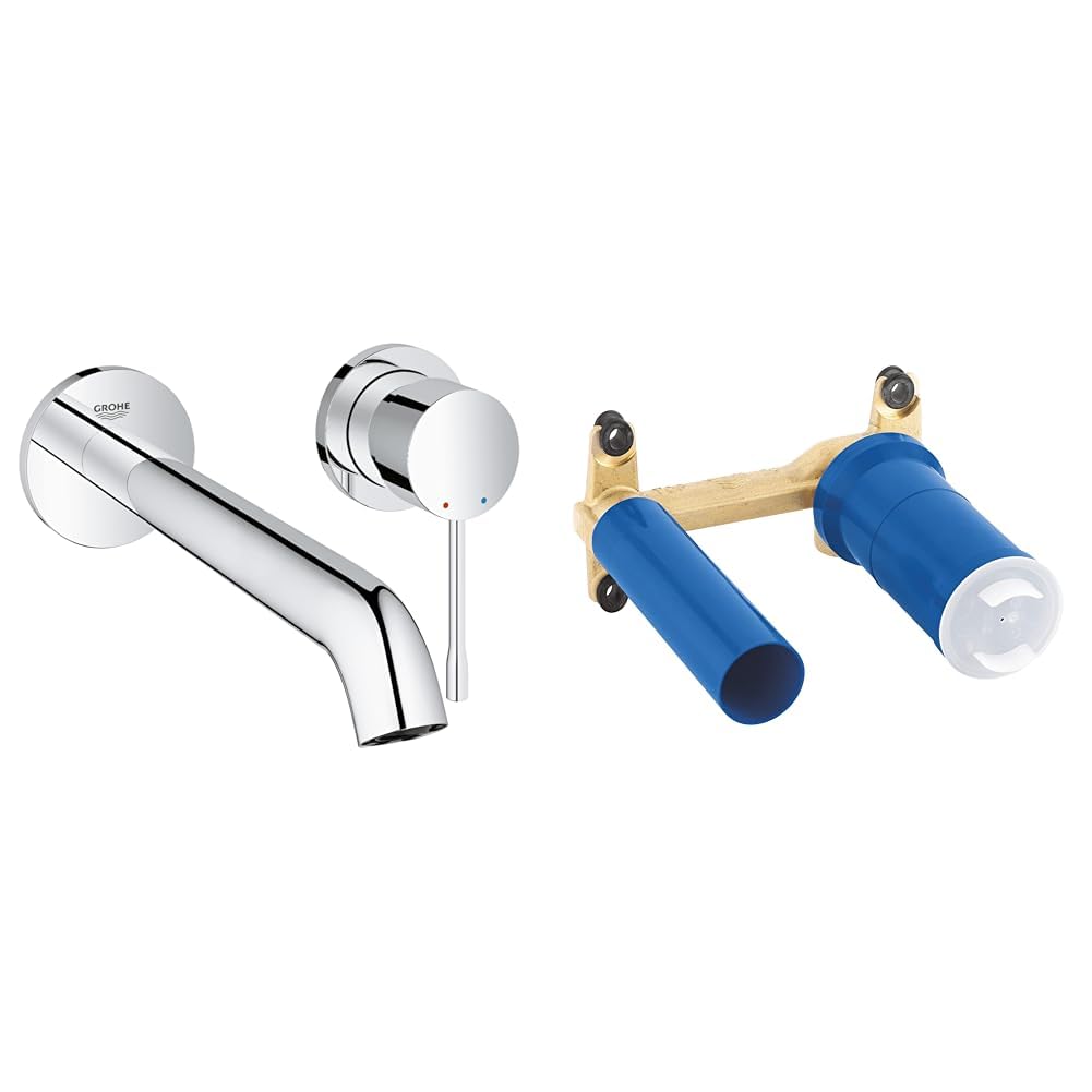 Mitigeur lavabo mural GROHE Essence L pour vasque à poser, idéal rénovation salle de bain zen