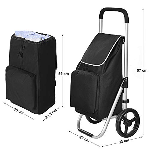 SONGMICS Faltbarer Einkaufstrolley, mit Rollen, Leichter Einkaufswagen mit isoliertem Kühlfach, 40...