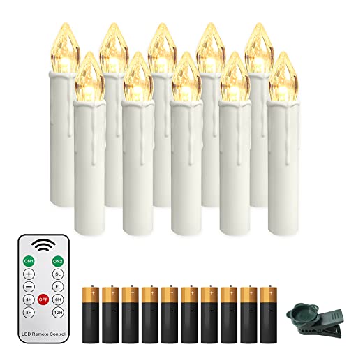 Froadp 10 Stück Mini Weihnachtsbaumkerzen Kabellose mit Timer,...