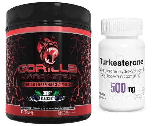 Gorilla Mode Nitric Stimulant Free Pre-Workout (Jungle Juice) + Turkesterone (60 Capsules) Bundle –Most Effective Stim-Free Pre-Workout + Turkesterone Complexed With Hydroxypropyl-Β-Cyclodextrin #TOP9