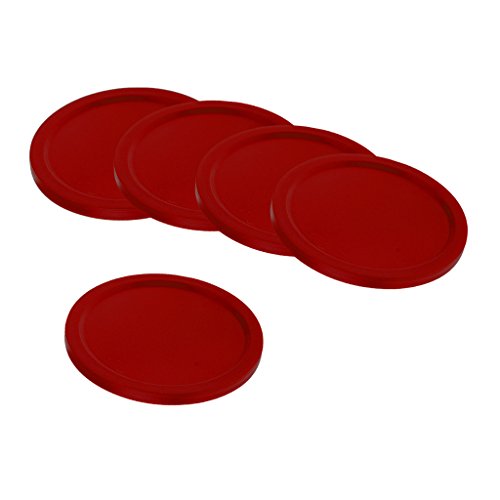 Sharplace Lot de 5pcs Palet Hockey Table Rondelle d'air Hockey Forme Ronde - Rouge Foncé, 50mm