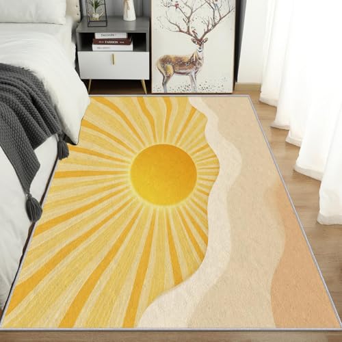 Tapis Boho Jaune Anti-Glisse - Ne Glisse Plus et Se Lave en Machine - 4