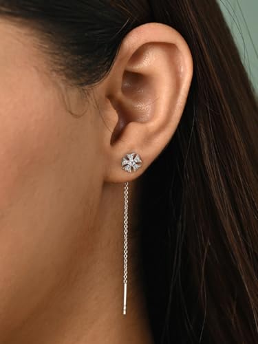 Image of CLARA 925 Sterling Silver Drop Earrings | Platinum Plated | Daily Wear |Gift for Women and Girls