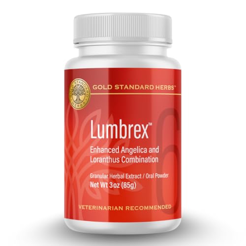 Lumbrex Joint Pain and Stiffness Relief for Dogs by Gold Standard Herbs, All Natural Angelica Root and Loranthus, 85 gram powder, White