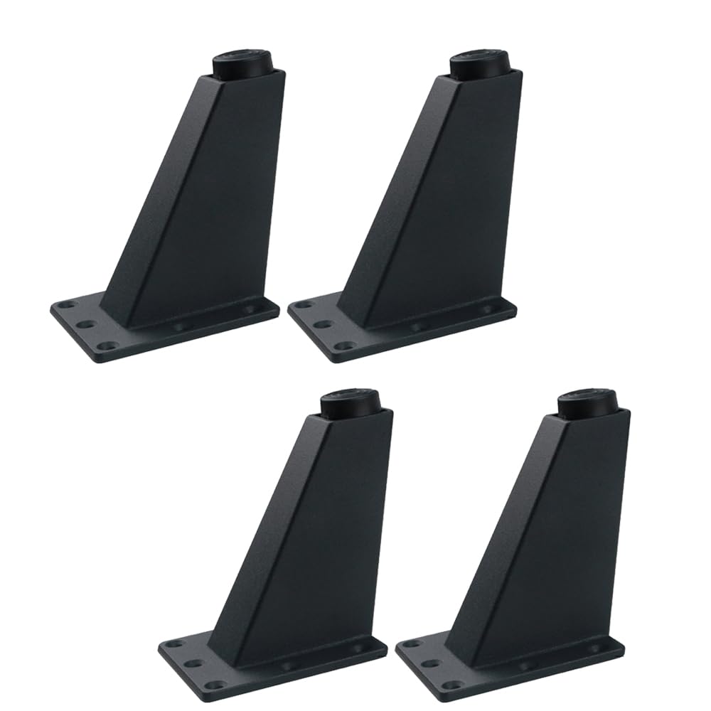 Globellapro 4PCS Adjustable Triangle Furniture Feet 92mm Aluminum Alloy Furniture Legs Replacement Support Feet with Screws for Sofa Table Cabinet Black