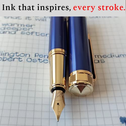 Image of Ellington Pens 24 Black Fountain Pen Ink Refills - 24 Pack International Standard Size Cartridges - Ink for Fountain Pens - Premium Quality & Non-Toxic, Long-Lasting & Waterproof, Dries Quickly