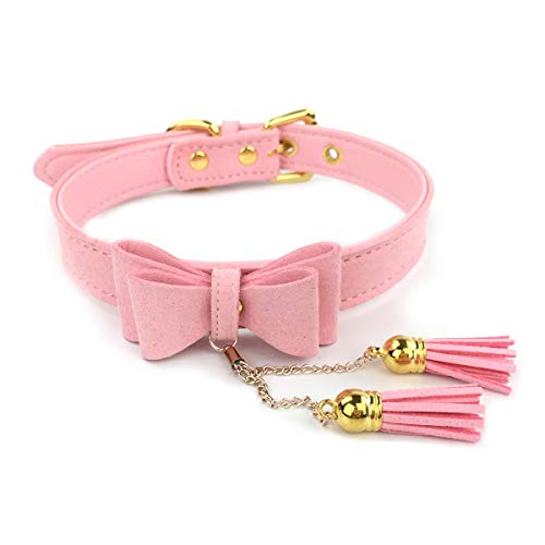 Bell Choker Collar Necklace Lolita Bow Collar Cat Kitty Velvet Necklace (C)