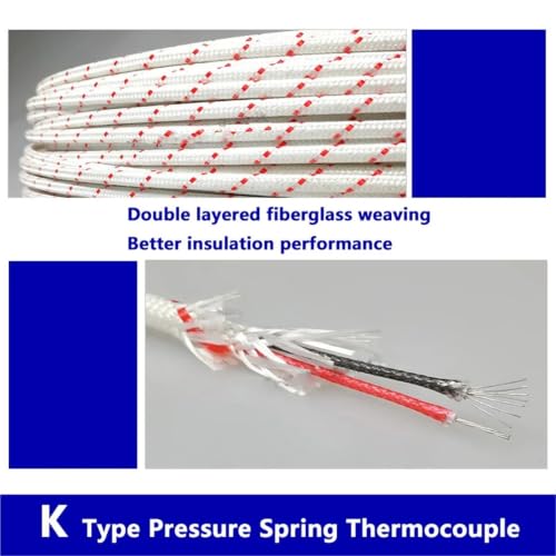 Sensor termopar tipo K contra vibraciones con resorte M12 para controlador digital 5