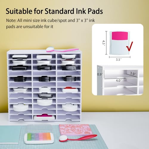 Image of Krafetto 36 Grids Ink Pad Storage Rack, Wall-mountable Stamp Pad Organizer Holder Compatible with Standard Size Ink Pads(Grid Size 4.1 inch W x 3.9 inch D x 0.9 inch H)