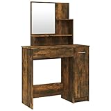 vidaXL Tocador con Espejo Maquillaje Muebles Almacenaje Baño Cuarto Decoración Adorno Entrada Aseo Cajones Mesa Vestidor Color Roble Ahumado