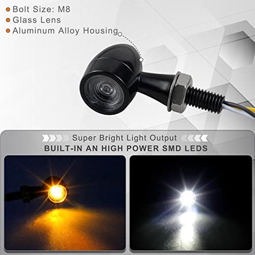 Quasco Universal Motorcycle Turn Signals Switchback Led Turn Signal Kit Front Mini Blinkers Compatible With Harley Honda Kawasaki Suzuki Triumph Yamaha #TOP1