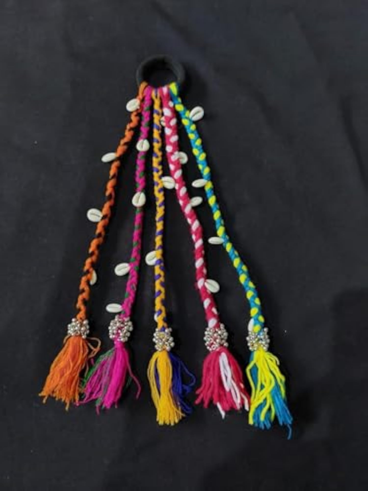 Navratri Look Hair Braids with Rubber Bands, Boho Accessories
