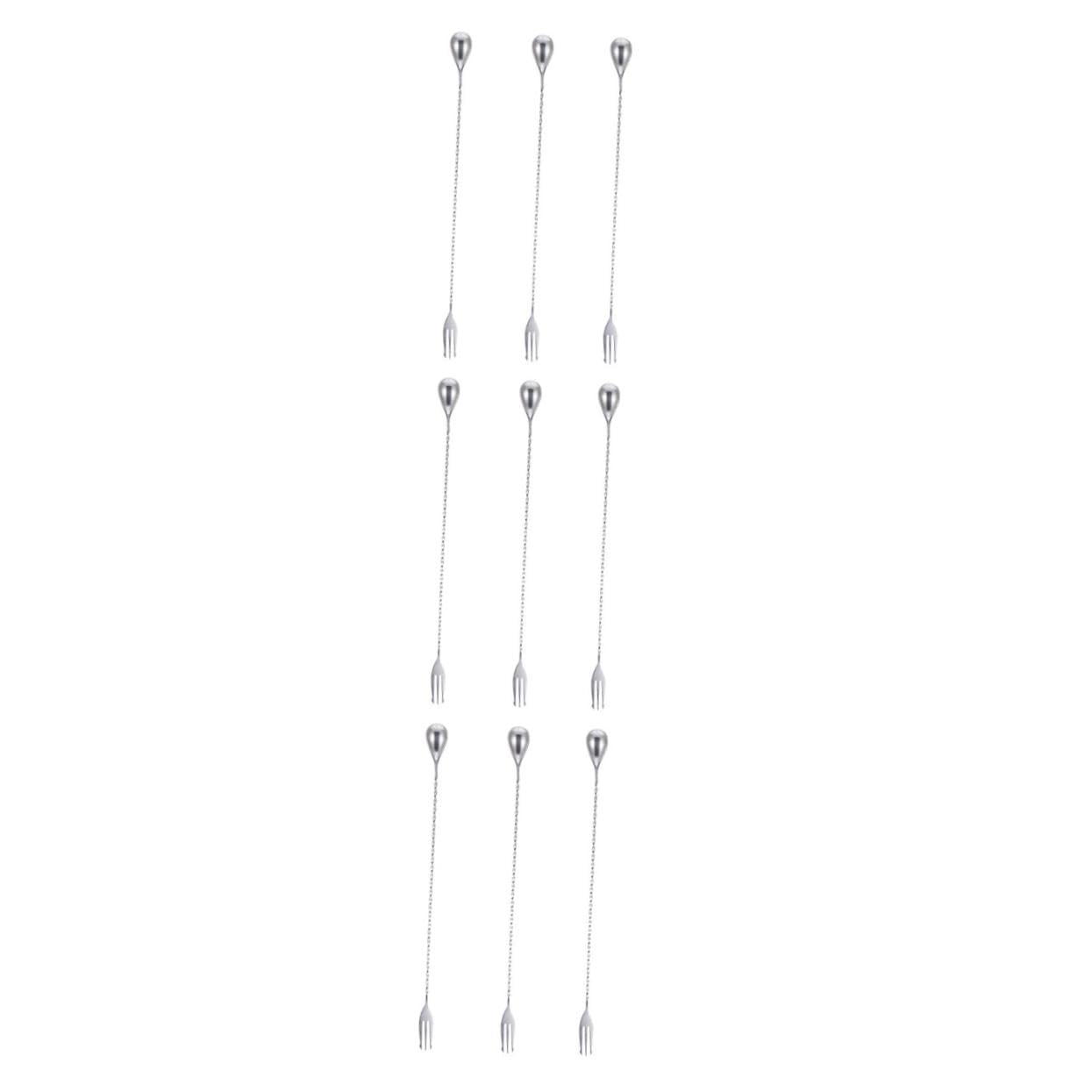 TOPBATHY 9 Piezas cuchara de acero inoxidable cucharas mezcladoras de mango largo cuchara de coctel de bar Silver