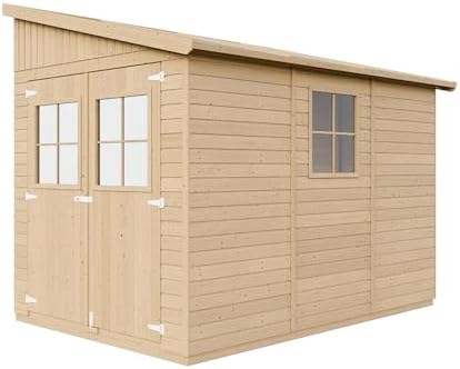 Abri de Jardin en Bois Naturel (sans paroi latérale)- Stockage extérieur avec fenêtres- H243...