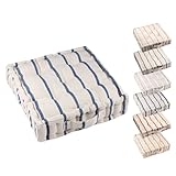  TIENDAEURASIA® Cojines de Suelo - Estilo Nordico - 100% Algodón Estampado a Rayas - Ideal para sillas, Bancos, palets, Suelos - Uso Interior y Exterior - 45 x 45 x 10 cm (Natural / Azul Marino)