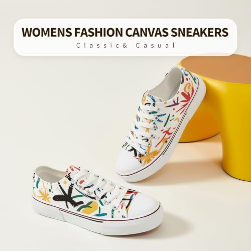Image of hash bubbie White Sneakers for Women Low Top Canvas Shoes Womens Canvas Sneakers Women's Fashion Sneakers Slip on Casual Tennis Shoes