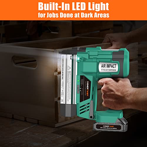 Enertwist 20V Cordless Brad Nailer 18 Gauge Nail Gun Battery Powered Including 2.0Ah Li-Ion Battery 2 In 1 Cordless Nail/Staple Gun W/Lithium-Ion Battery For Upholstery, Carpentry,Woodworking #TOP6