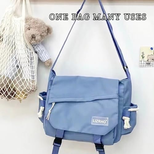Functional Crossbody Bag Messenger Cute Bag with Pins and Pendant for Women Casual Shoulder Aesthetic Shoulder Bag2