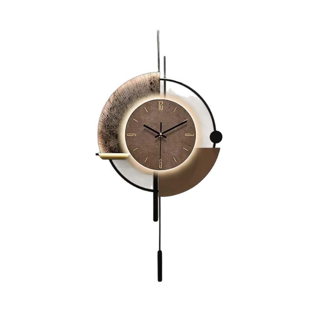 Reloj de Pared Grande y Moderno for decoración de Sala de Estar, Creativo y silencioso, de Metal y Cuarzo, for Cocina, Oficina, Dormitorio (con luz)(Large)