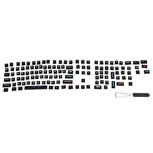Dot Keycap Dye Sublimation Mechanical Keyboard, PBT Full Keycaps Set for DIY, Durable 128/129 Keys with Key Puller, Compatible with 61/64/68/87/96/104/108 Keyboards, All - inclusiv (Black)