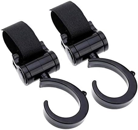 (2 Pcs) Baby Stroller Hooks Multipurpose Pram Toy Holder | Stroller Accessories for Hanging Bags, Toys, Hats & Burp Cloths | Strong Clip Hooks for Stroller, Pram & Pushchair | Black