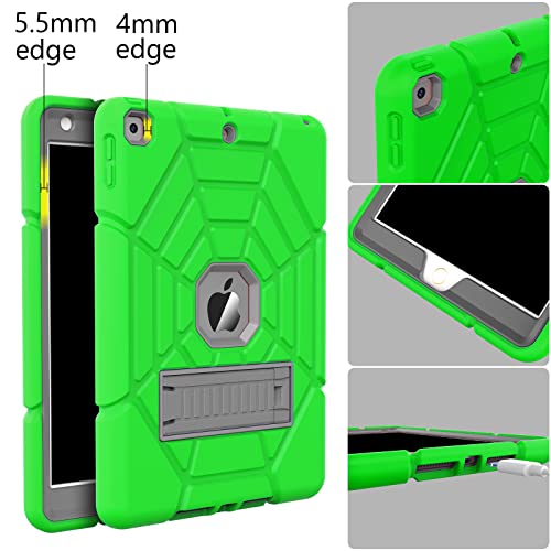 Grifobes for iPad 9th Generation Case, for iPad 8th/7th Generation Case 2021/2020/2019, Heavy Duty Rugged Protective 10.2" Cover with Stand for iPad 9 8 7 Gen 10.2 inch Kid Boy (Green)