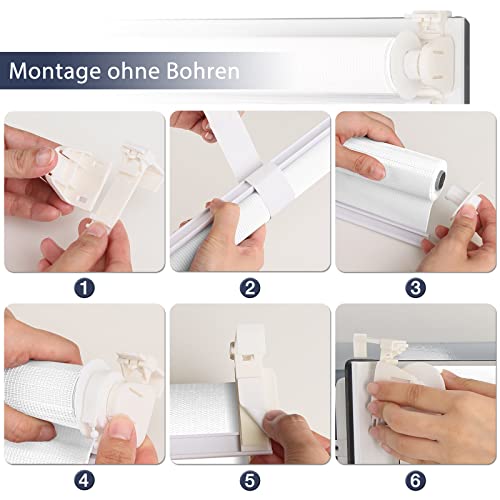 Zarnan Doppelrollo Klemmfix ohne Bohren Grau 105x120cm(Stoffbreite 101cm) Duo Rollo Blickdicht Zebrarollo Rollos für Fenster ohne Bohren… – Ansicht 7