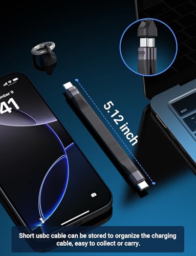 Image of VAFOTON PD 240W Short USB C Cable /USB 4.0 USB C Short Cable /40Gbps Data Transfer, 8K 60Hz Video Display, Thunderbolt 4 for 1Phone16 /15, Ma-Book /1Pad Series, Samsung Galaxy, Android Auto, VR Device