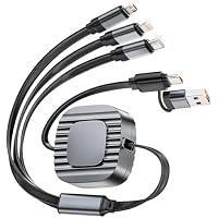 3-in-2 Universal Retractable Charging Cord with USB-A & USB-C Inputs and Lightning