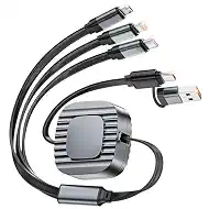 Retractable Multi Charging Cable, 3 in 2 Multiple Charger Cord, Retractable Car Charger Cable with USB A/C to L/USB C/Micro USB Port for iPhone 17/16/Galaxy/PS/Tablets/Pads, Car Accessories for Women