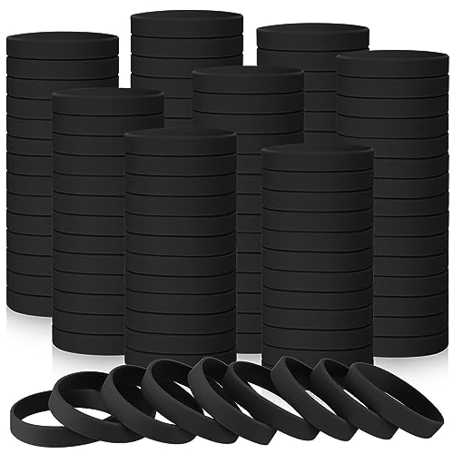 Image of Liliful 100 Pcs Silicone Rubber Wristbands Rubber Wristband Bracelet Bands for Silicone Wristbands for Women Men(Black)