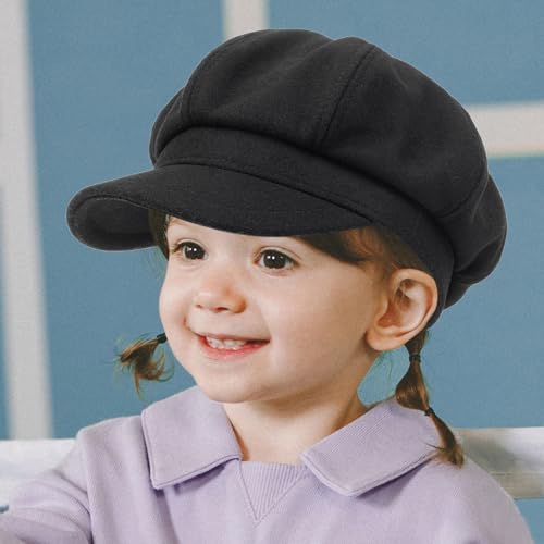 Kids Boys Girls Youth Newsboy Cap Adjustable Visor Wool Beret Hats Vintage Octagonal Hat2