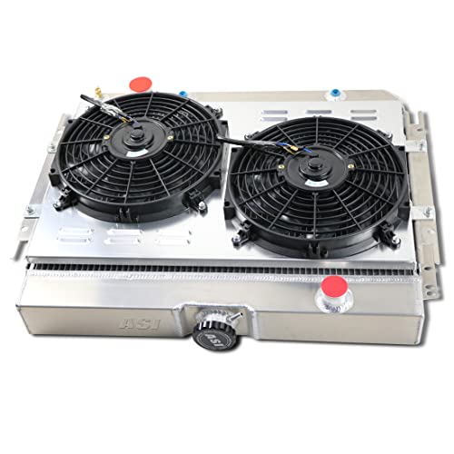 Primecooling 56Mm 3 Row Core Aluminum Radiator +2X12" Fan W/Shroud For Caprice Chevelle Biscayne Impala & Many Chevrolet Models 1963-1968 #TOP4